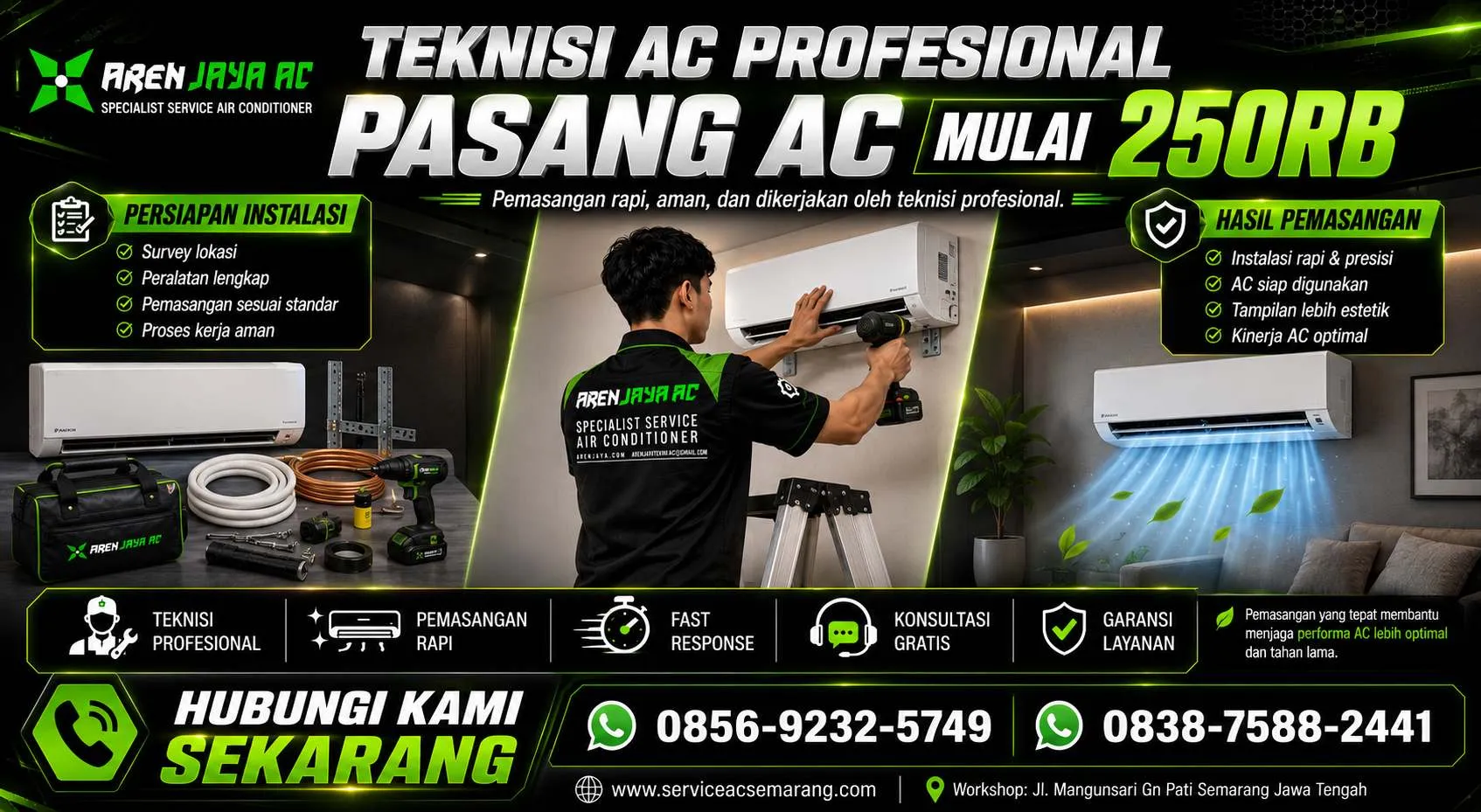 Layanan pasang dan bongkar AC Semarang oleh teknisi profesional