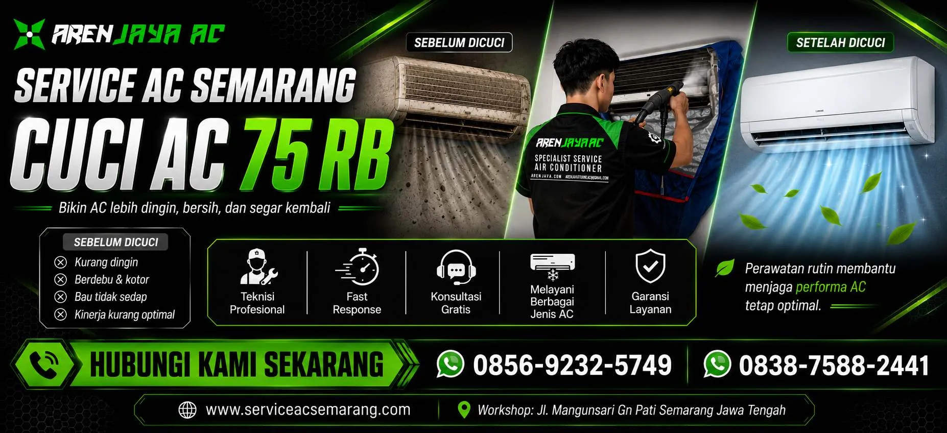 Layanan cuci AC Semarang mulai 75 ribu